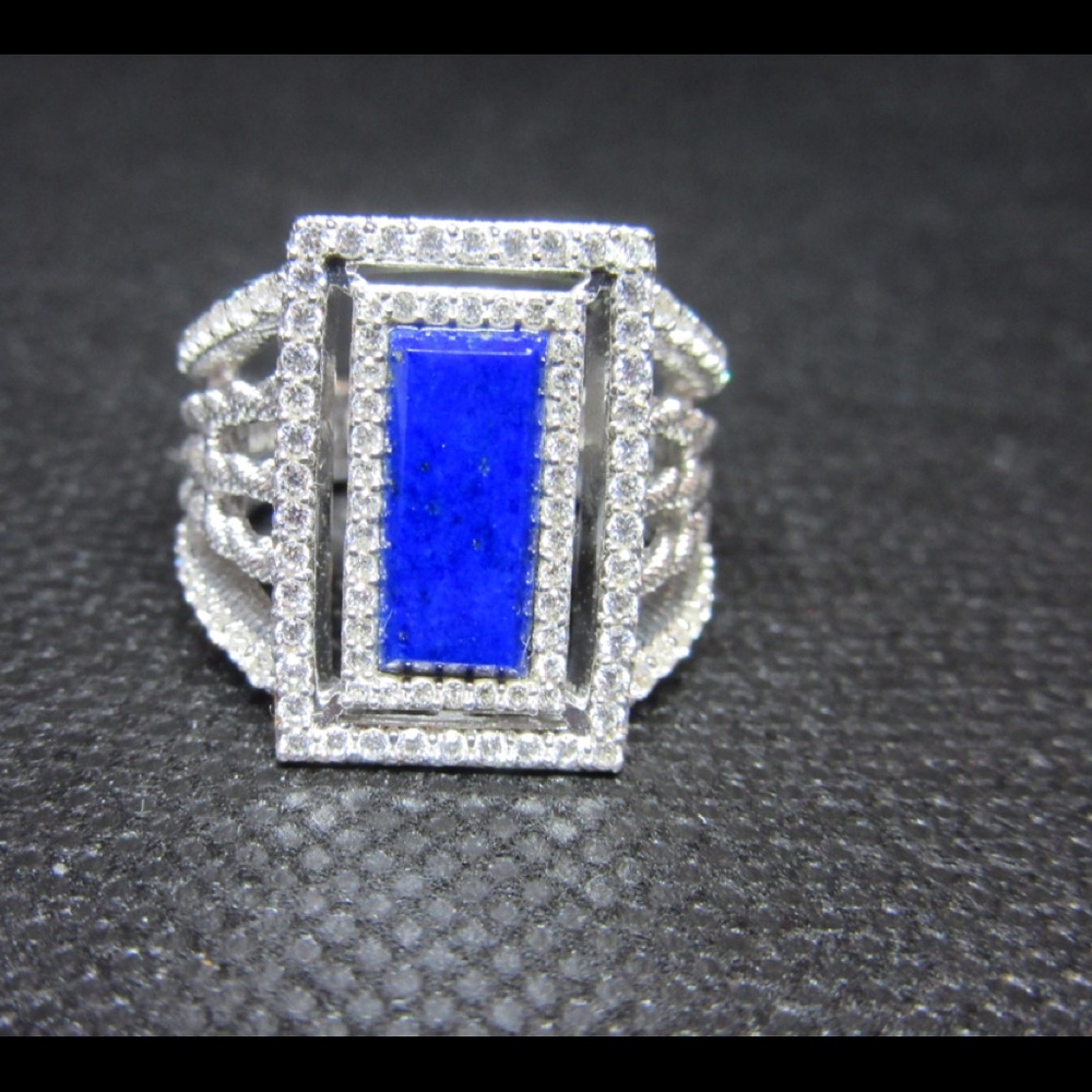 Judith Ripka Lapis and Diamonique Ring Size 7